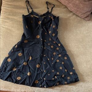 Dolce Vita Black Mini Dress with Brown Polka Dots